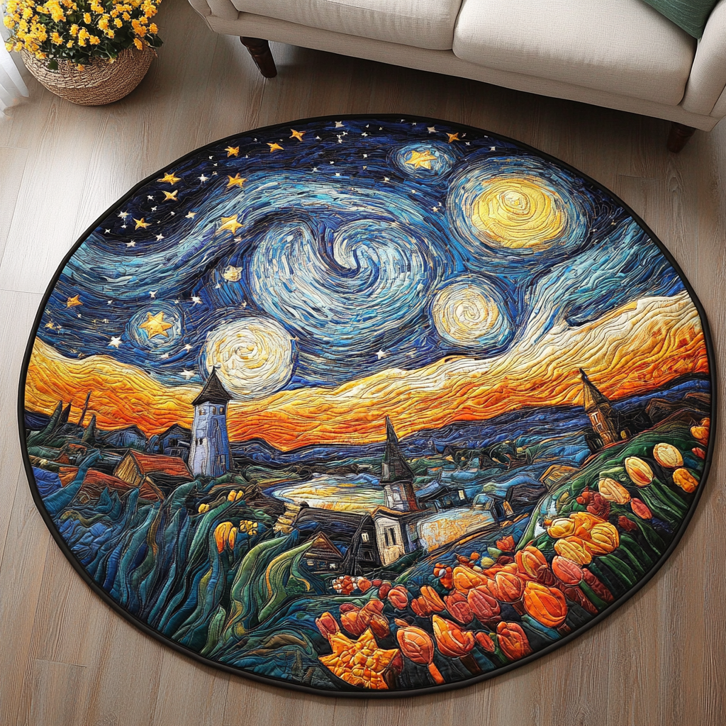 Blossom Village Quilted Round Mat Circle Floor Rugs Mother's Day Gifts From Daughter