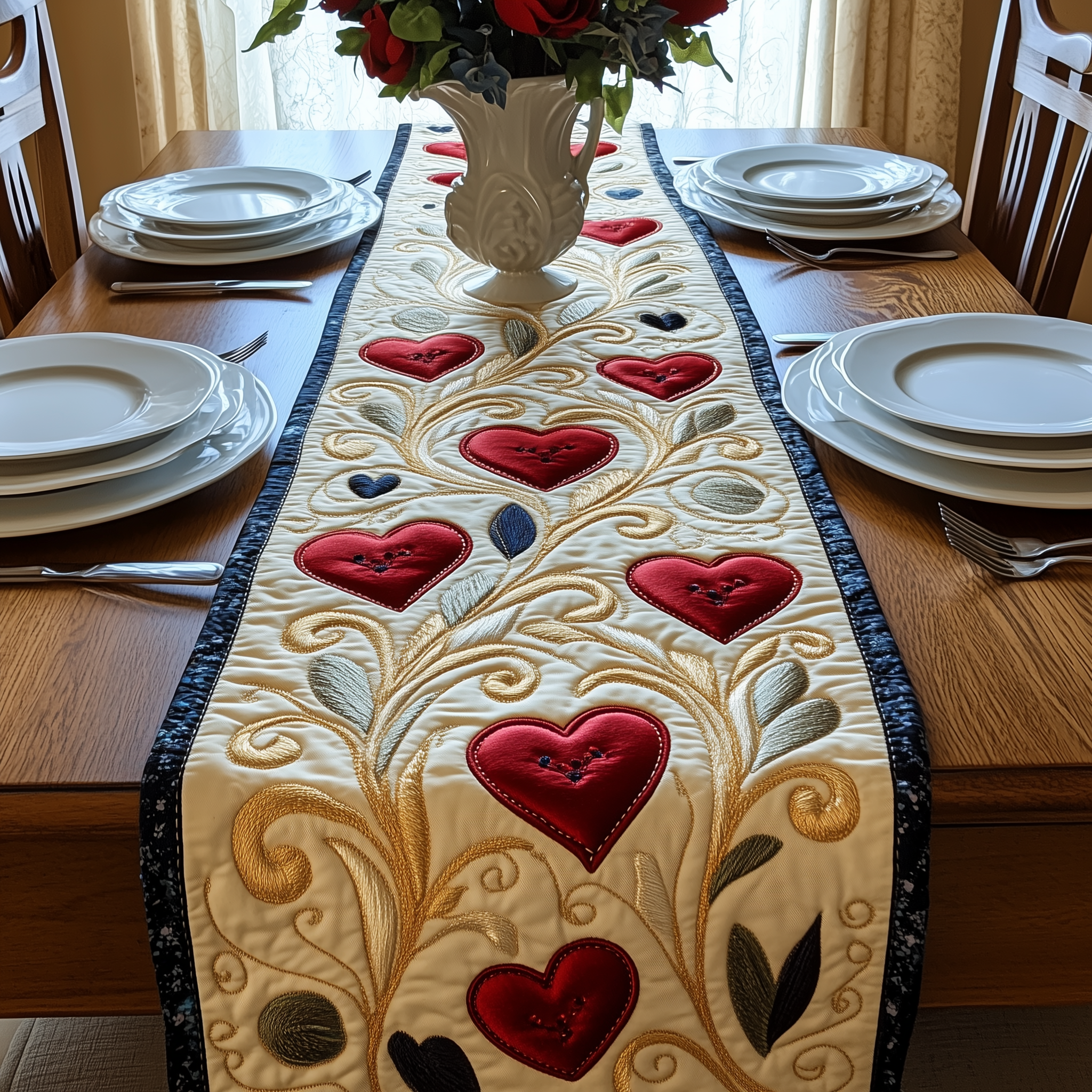 Blossoms of Love Quilted Table Runner Valentine Table Ideas Valentine Day Gifts For Dad