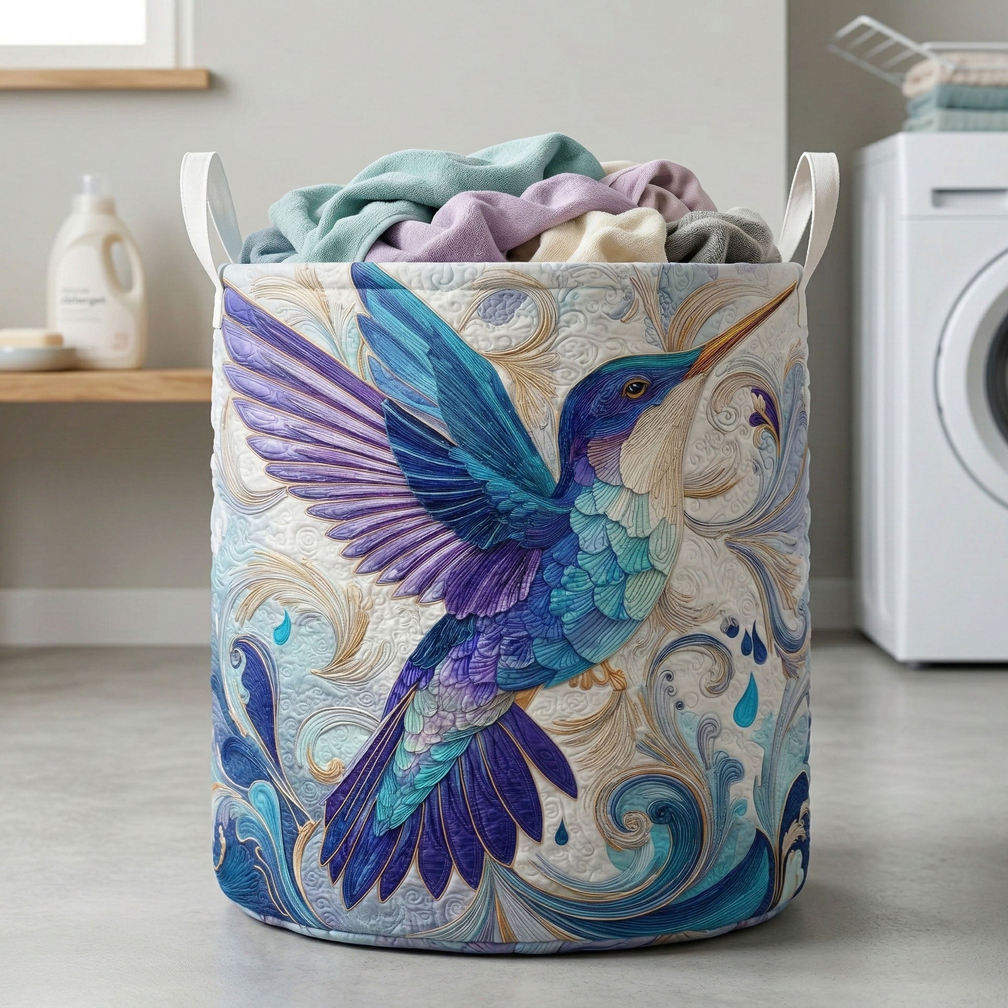 Blue Baroque Quilted Laundry Basket Laundry Room Decor Mother's Day Gifts From Son