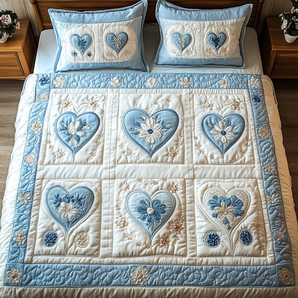 Blue Bloom Quilted Bedding Set Best Bed Sheet Set Father's Day Presents For Dad Ideas 2026