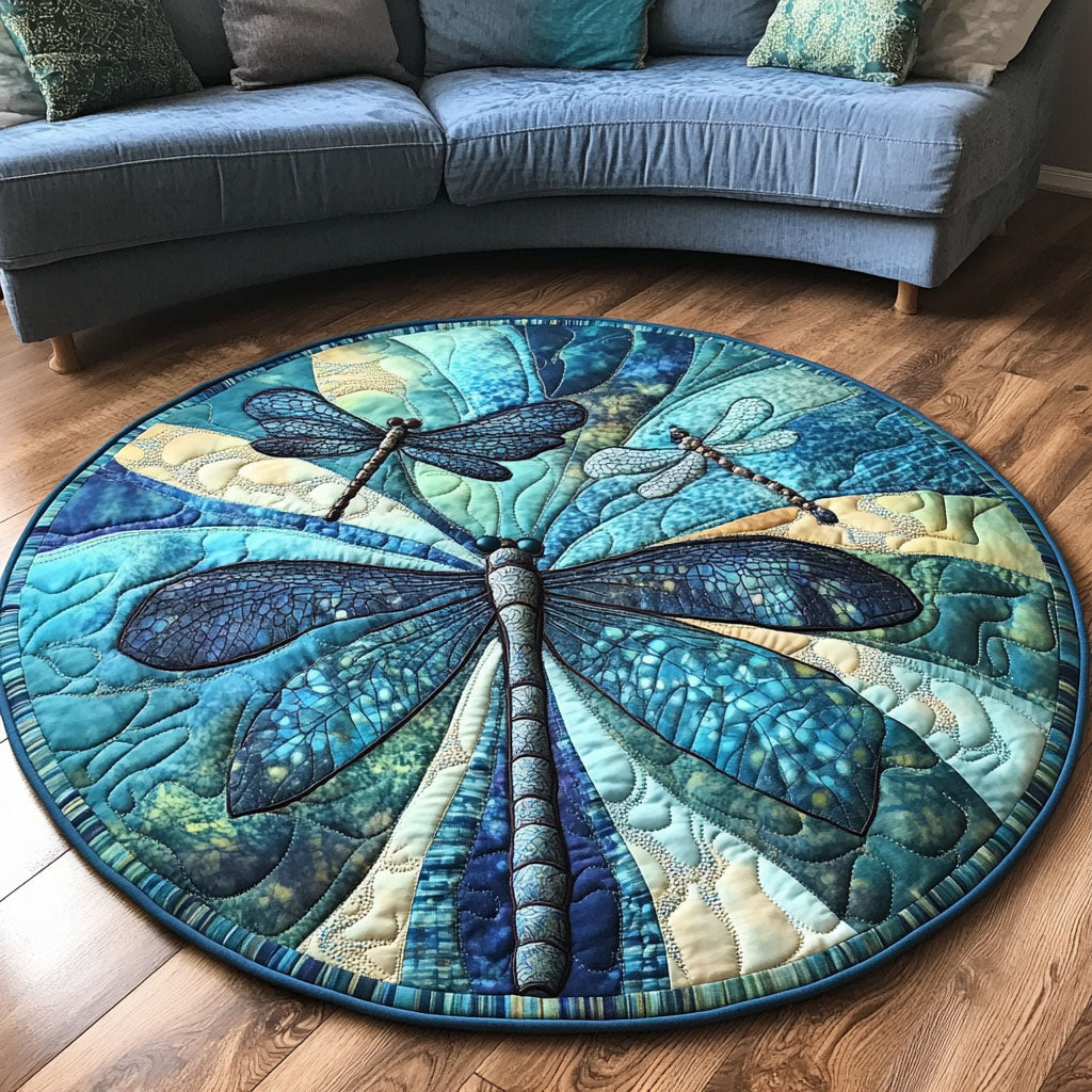 Blue Breeze Quilted Round Mat Small Round Mat Great Dragon Lover Gifts