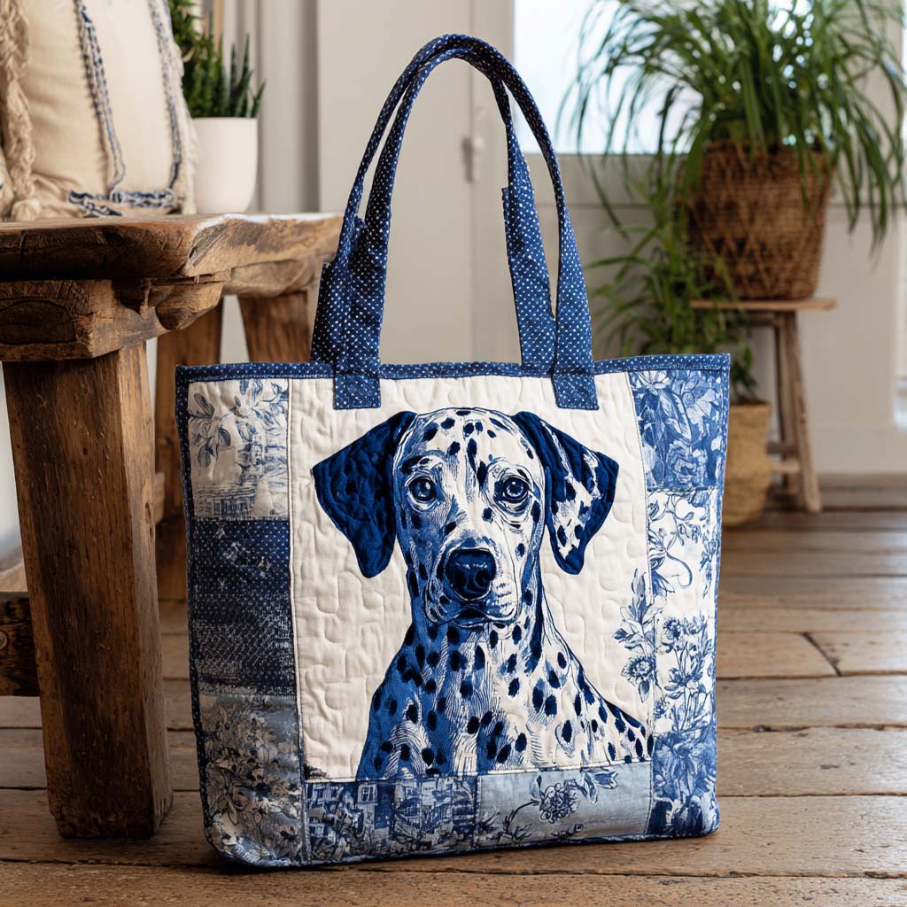 Blue Dalmatian Joy Quilted Tote Bag Best Shoulder Bags For Everyday Mother's Day Gift For Daughter From Mom