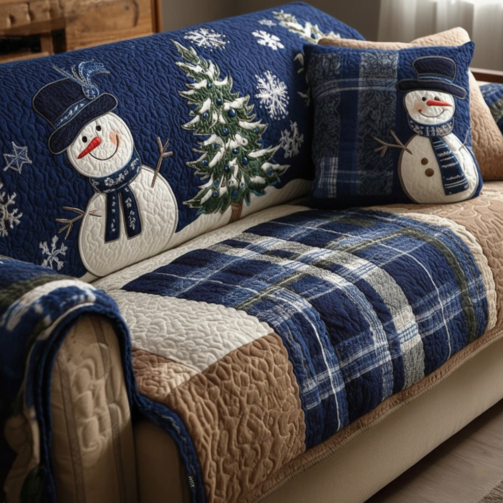 Blue Festive Nights Quilted Sofa Cover Seat Covers For Couches Funny Christmas Gifts