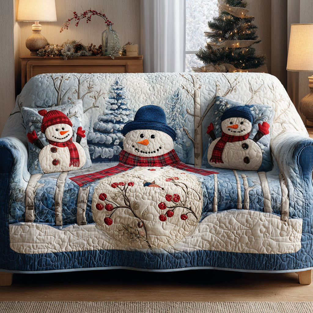 Blue Frost Family Quilted Sofa Cover Holiday Living Decorations Christmas Presents