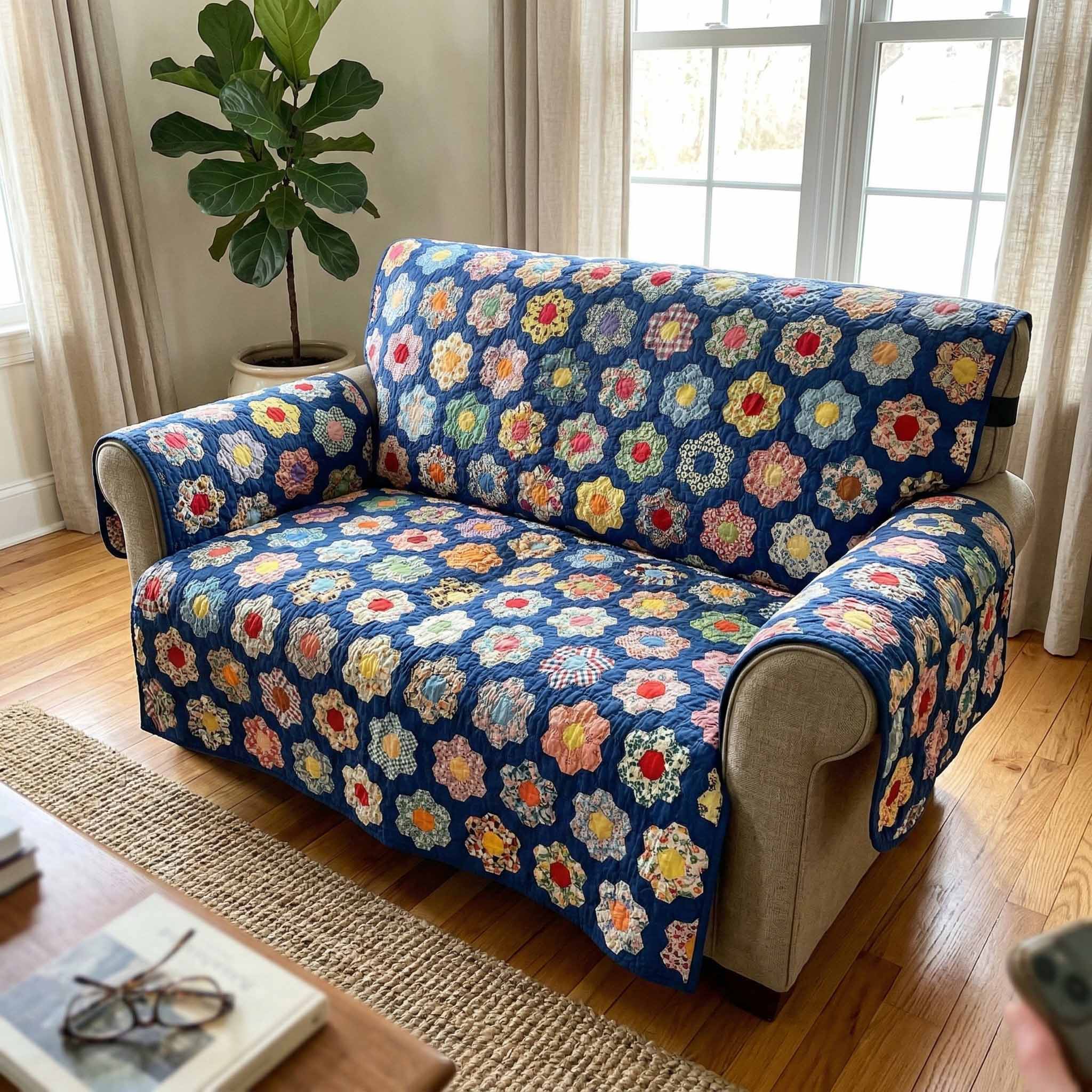 Blue Garden Quilted Sofa Cover Couch Seat Covers Gifts For A Couple That Has Everything