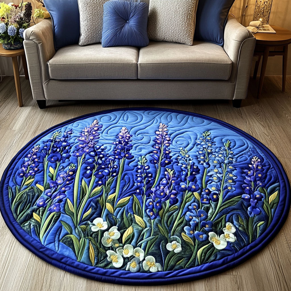 Blue Harmony Quilted Round Mat Circle Floor Mat Texas Themed Gifts