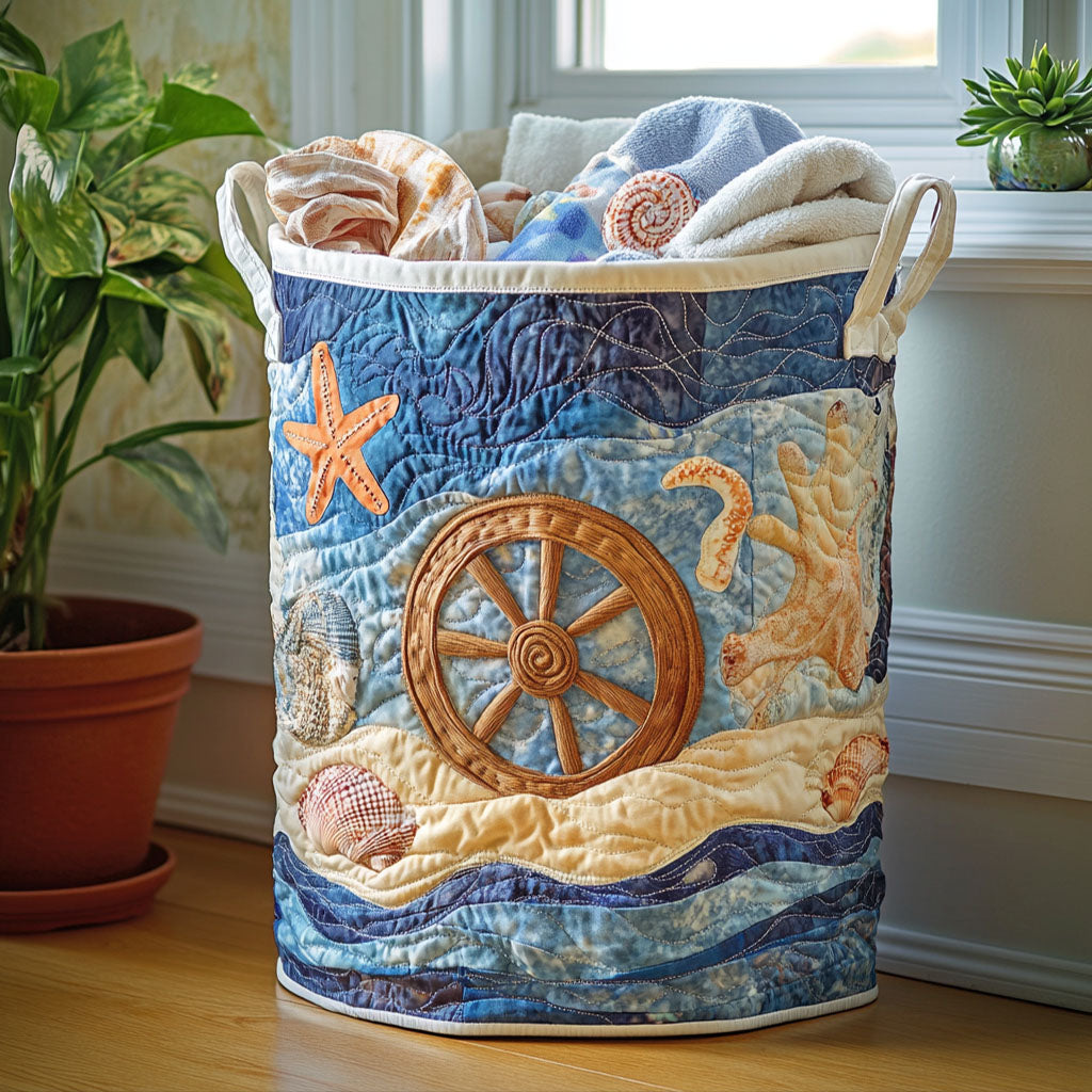 Blue Horizon Quilted Laundry Basket Best Hampers Anchor Related Gifts