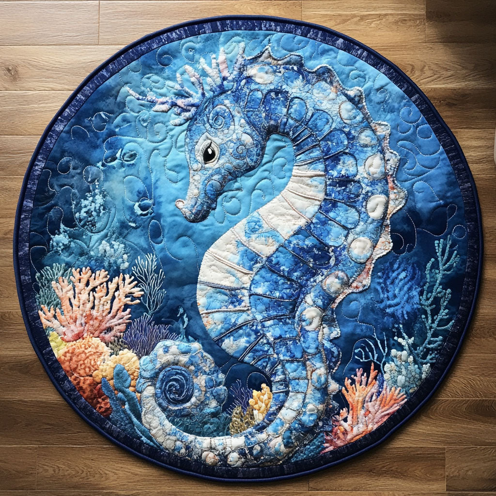 Blue Ocean Guardian Quilted Round Mat Circle Rugs Large Cool Gifts For Dad