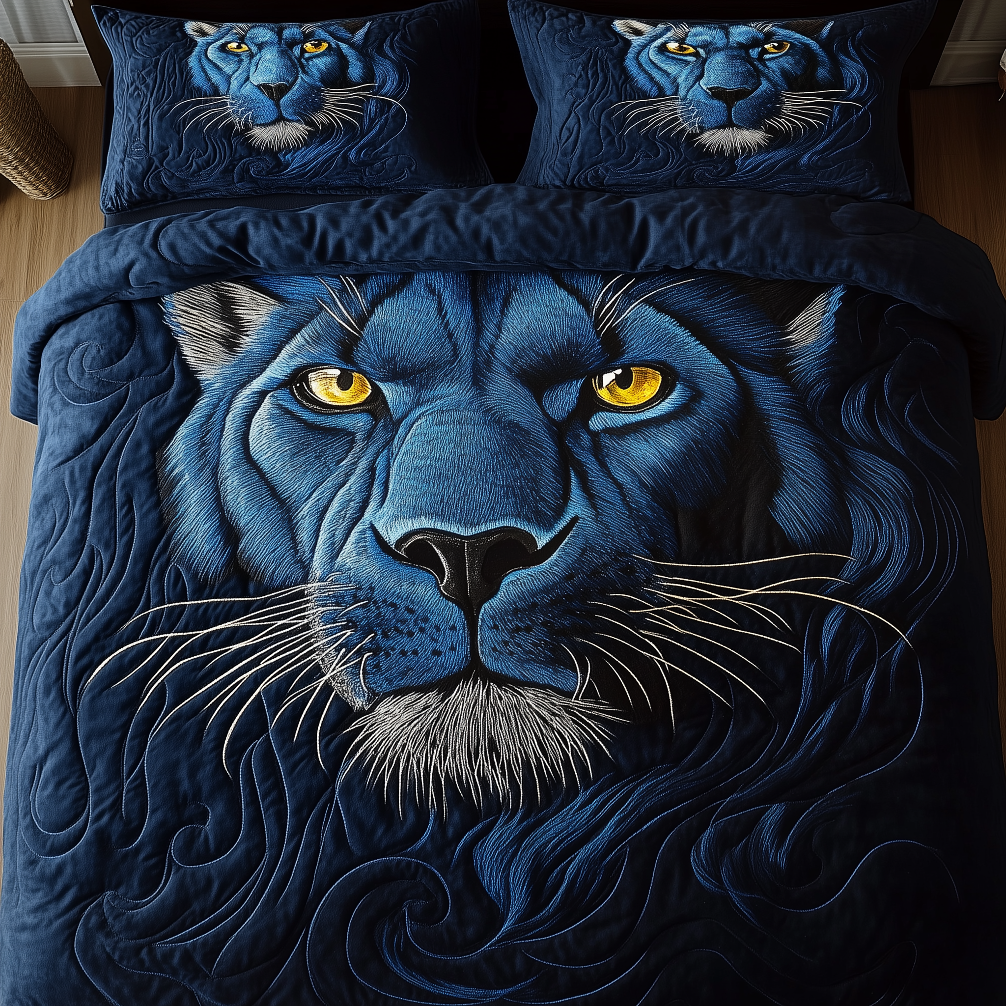 Blue Panther Quilted Bedding Set Bed Comforter Sets Good Fathers Day Gifts