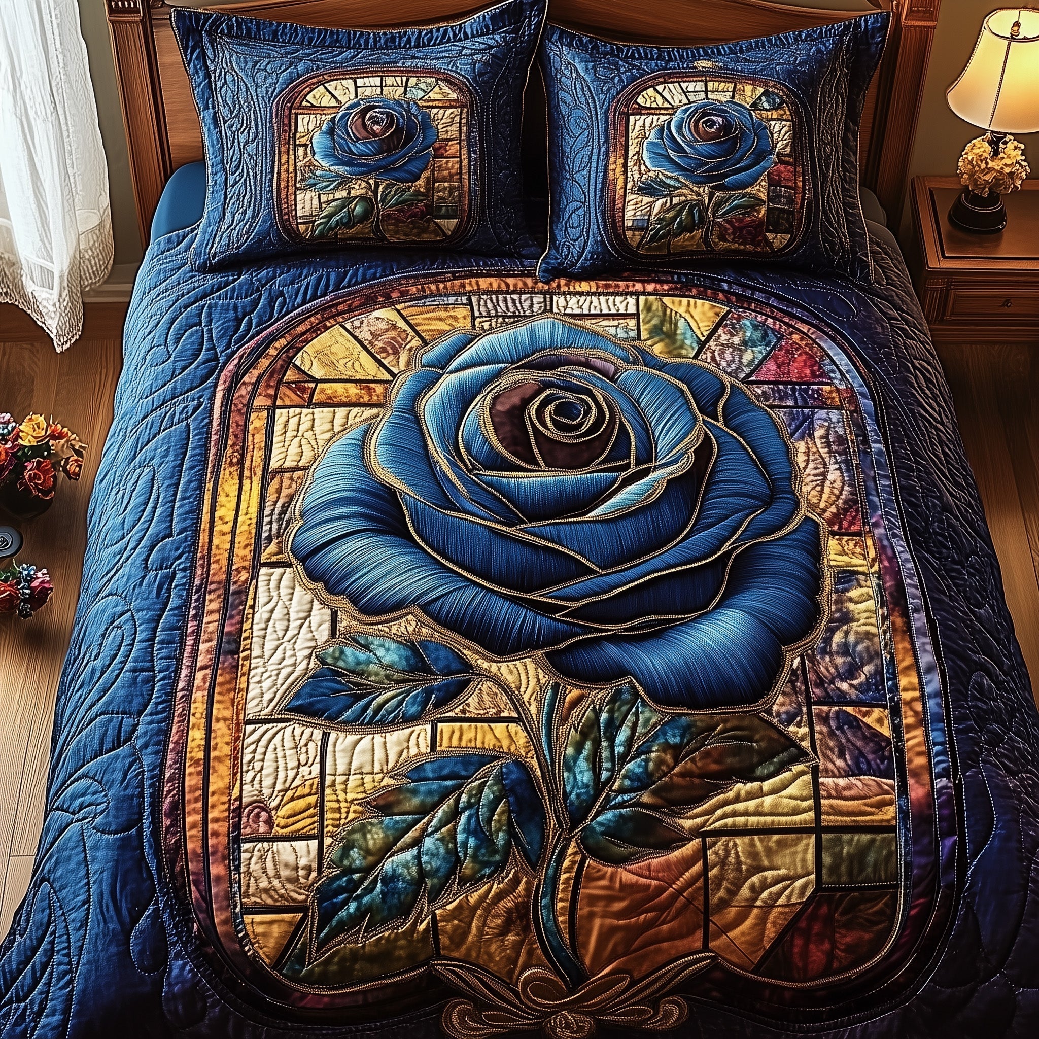 Blue Rose Dreamscape Quilted Bedding Set Good Bed Sheet Sets Best Moms Day Gifts