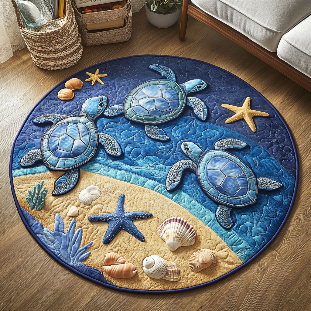 Blue Sea Journey Quilted Round Mat Living Rooms Ideas Gifts With Turtles On Them