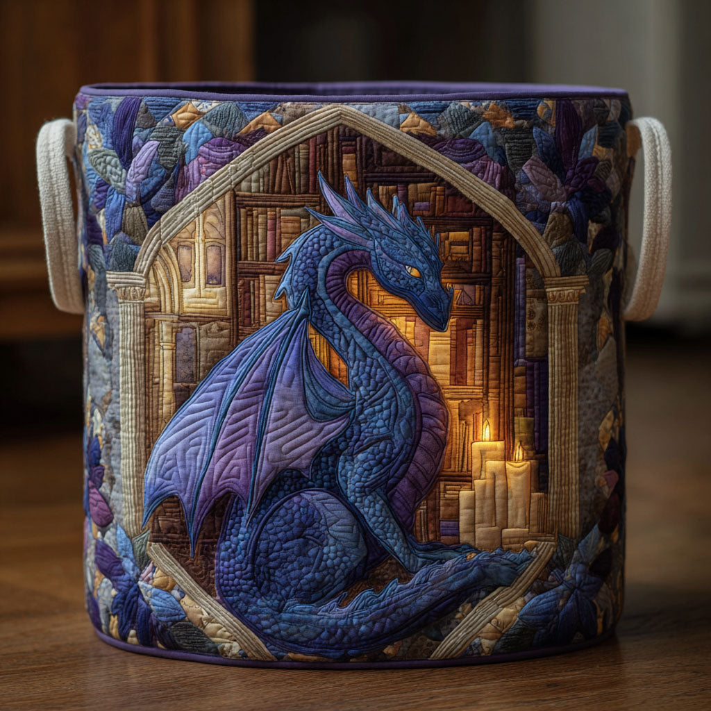 Blue Sentinel Quilted Laundry Basket Room Decor Unique Dragon Gifts