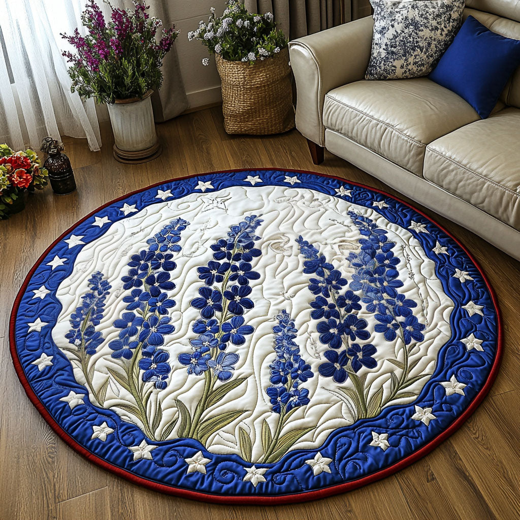 Blue Star Floral Quilted Round Mat House Decor Best Gifts From Texas
