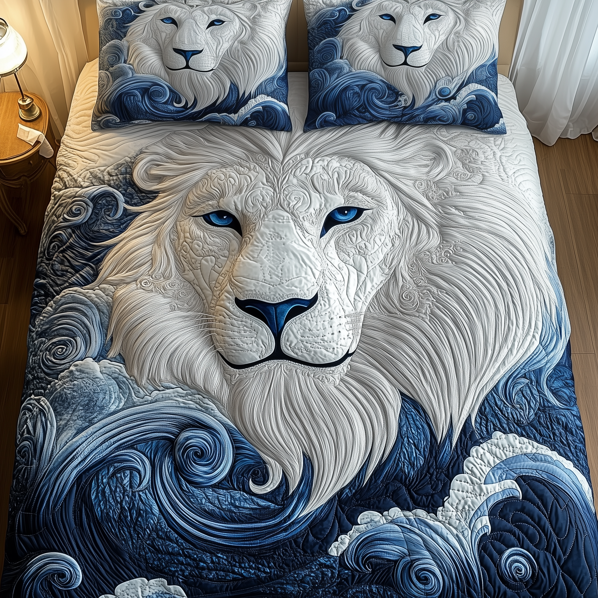 Blue Swirl Lion King Quilted Bedding Set Best Sheets Ever Awesome Gifts For Lion Lovers