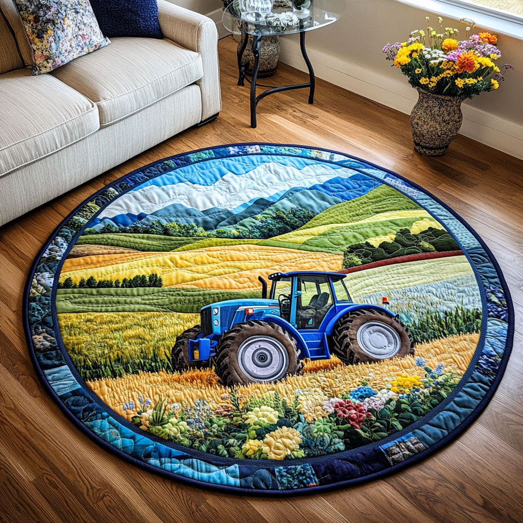 Blue Tractor Quilted Round Mat Lounge Room Decor Ideas Deer Gifts For Him