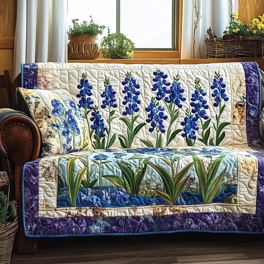 Bluebonnet Bloom Quilted Sofa Cover Sofa Saver Covers Texas Gifts Online
