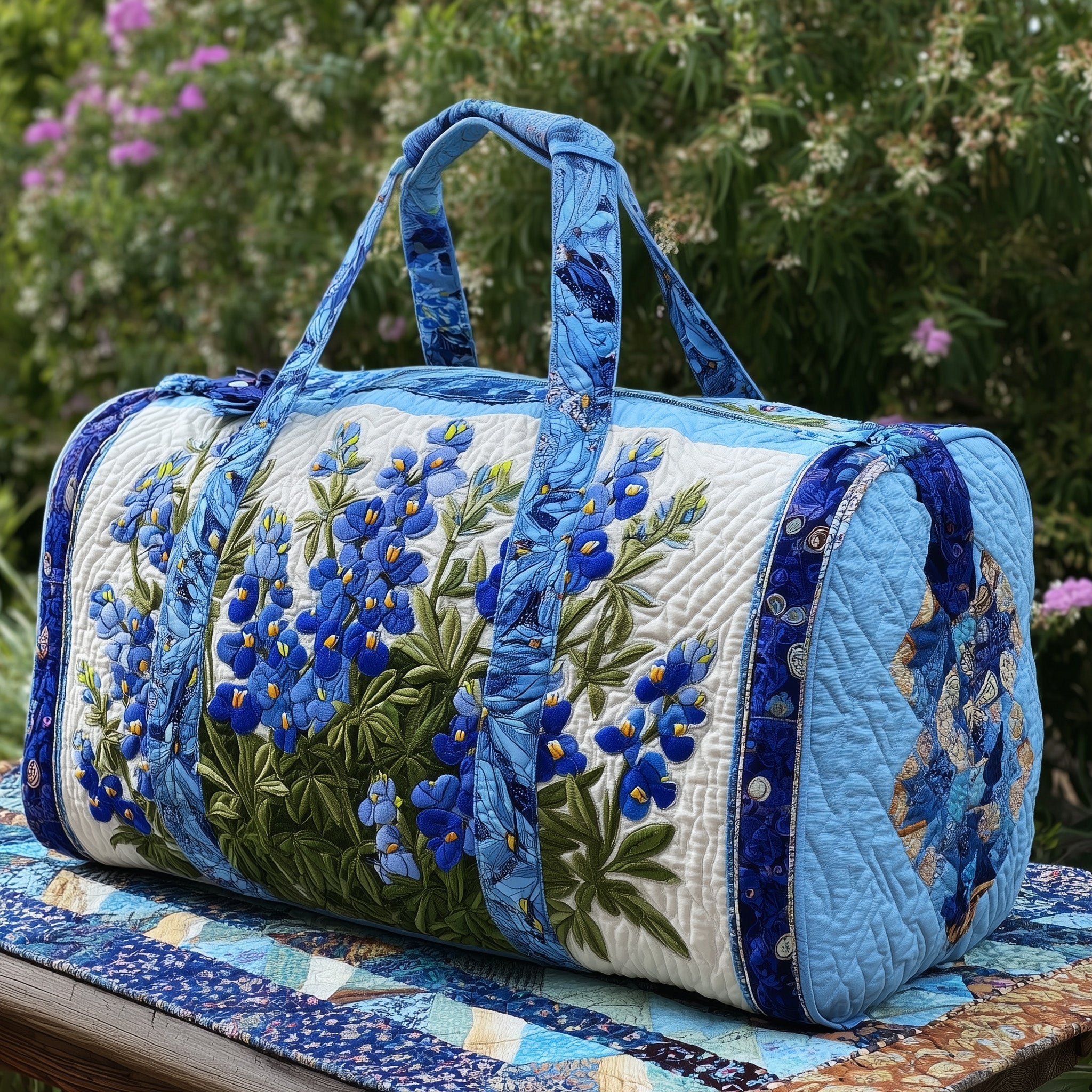 Bluebonnet Charm Quilted Duffle Bag Duffle Bags For Women Mother's Day Gifts For Grandma