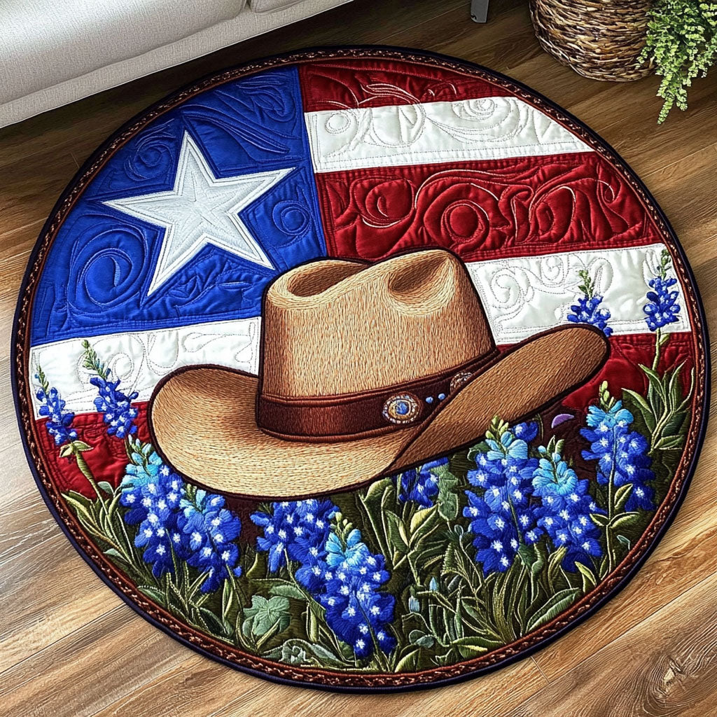 Bluebonnet Circle Quilted Round Mat Home And Decor Texas Gifts For Her