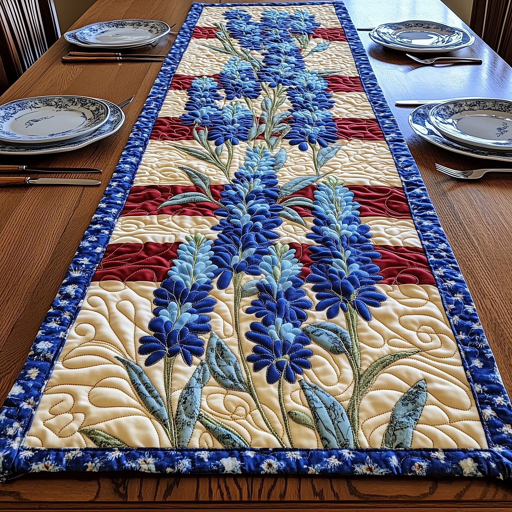 Bluebonnet Glory Quilted Table Runner Patriotic Centerpieces Patriotic Fathers Day Gifts