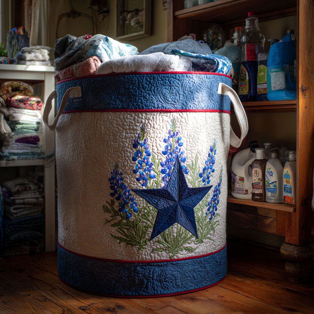 Bluebonnet Pride Quilted Laundry Basket Clothes Basket Storage Texas Gifts For Out Of Towners