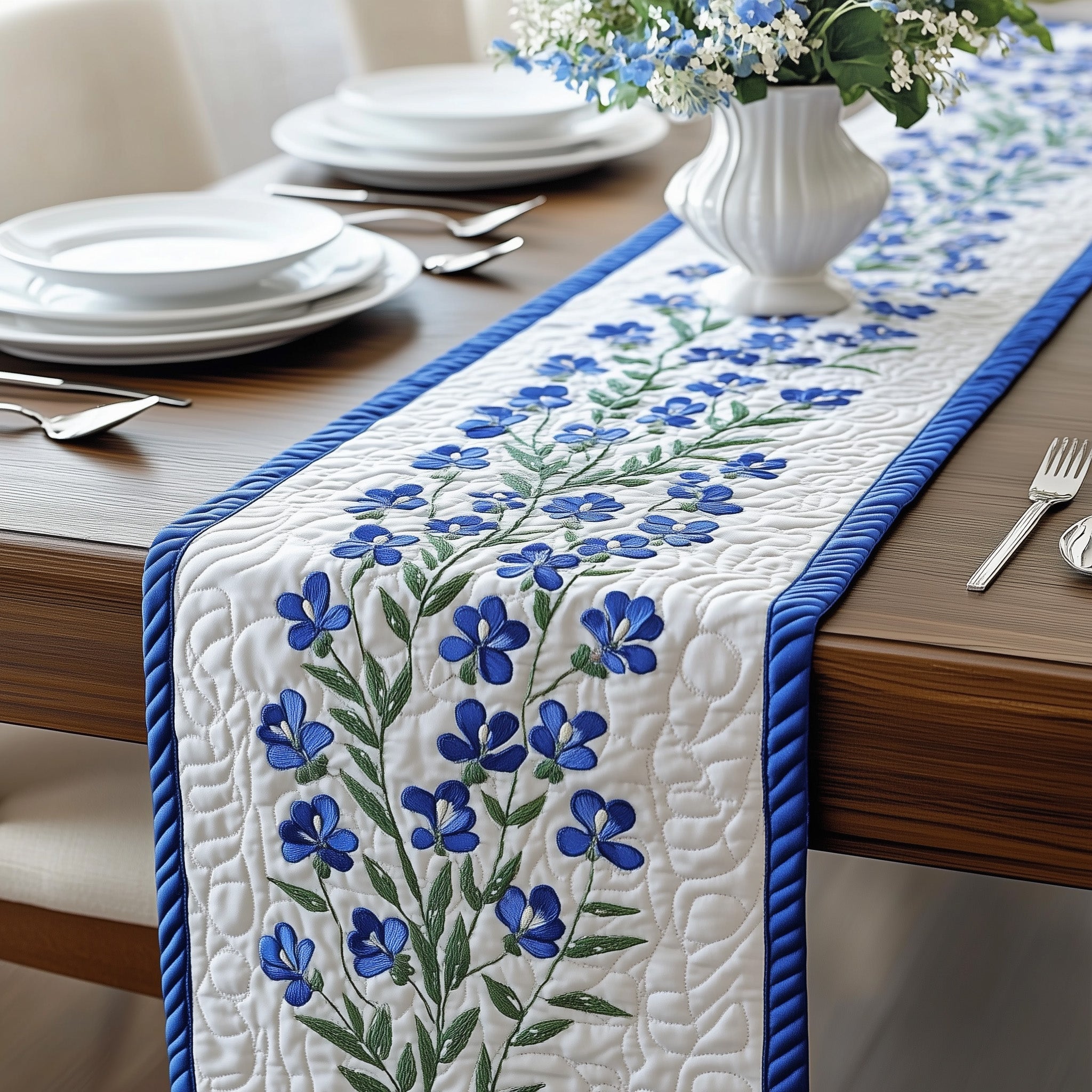 Bluebonnet Quilted Table Runner Cool Table Runner Texan Gift Items