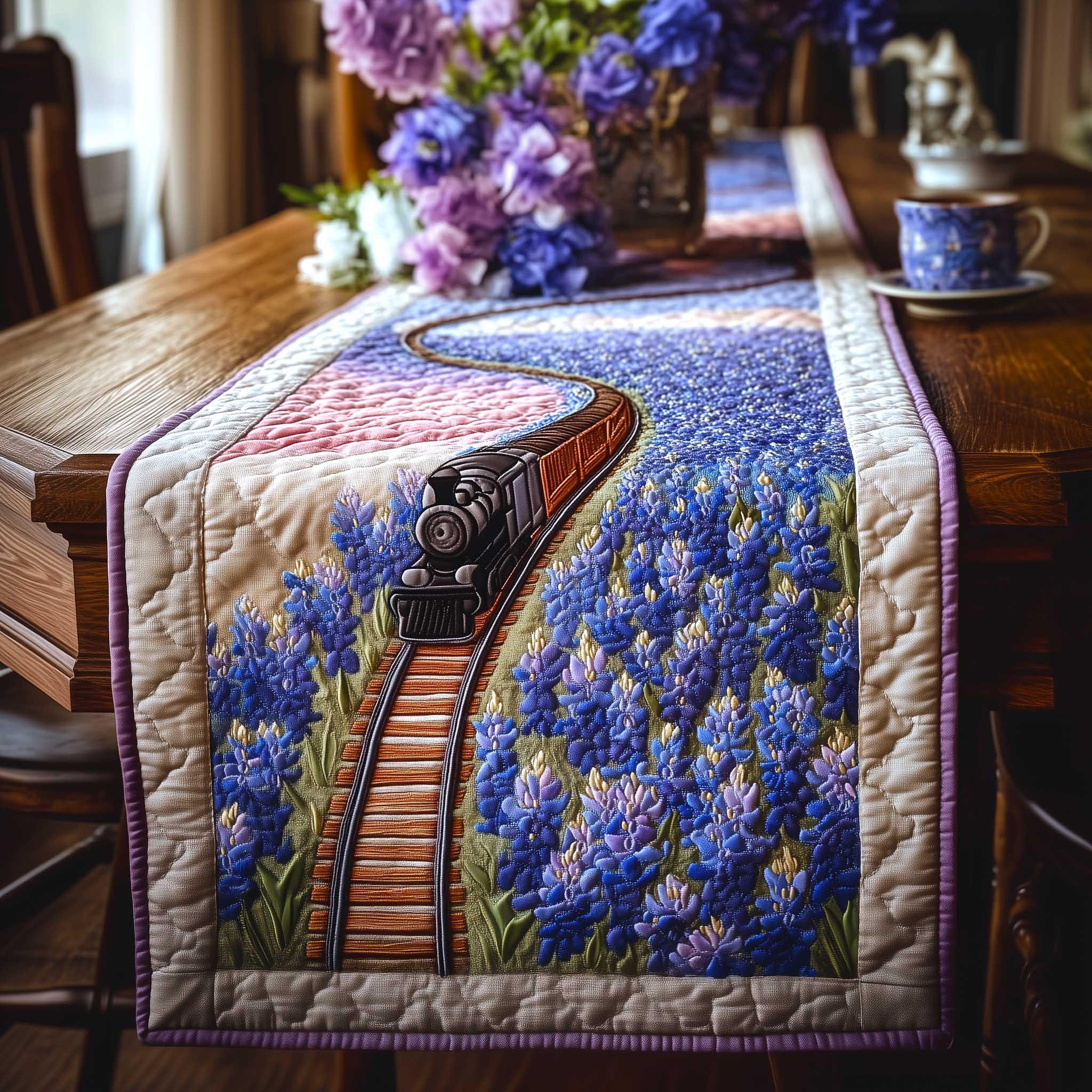 Bluebonnet Quilted Table Runner Dining Room Table Centerpieces Texas Christmas Gifts