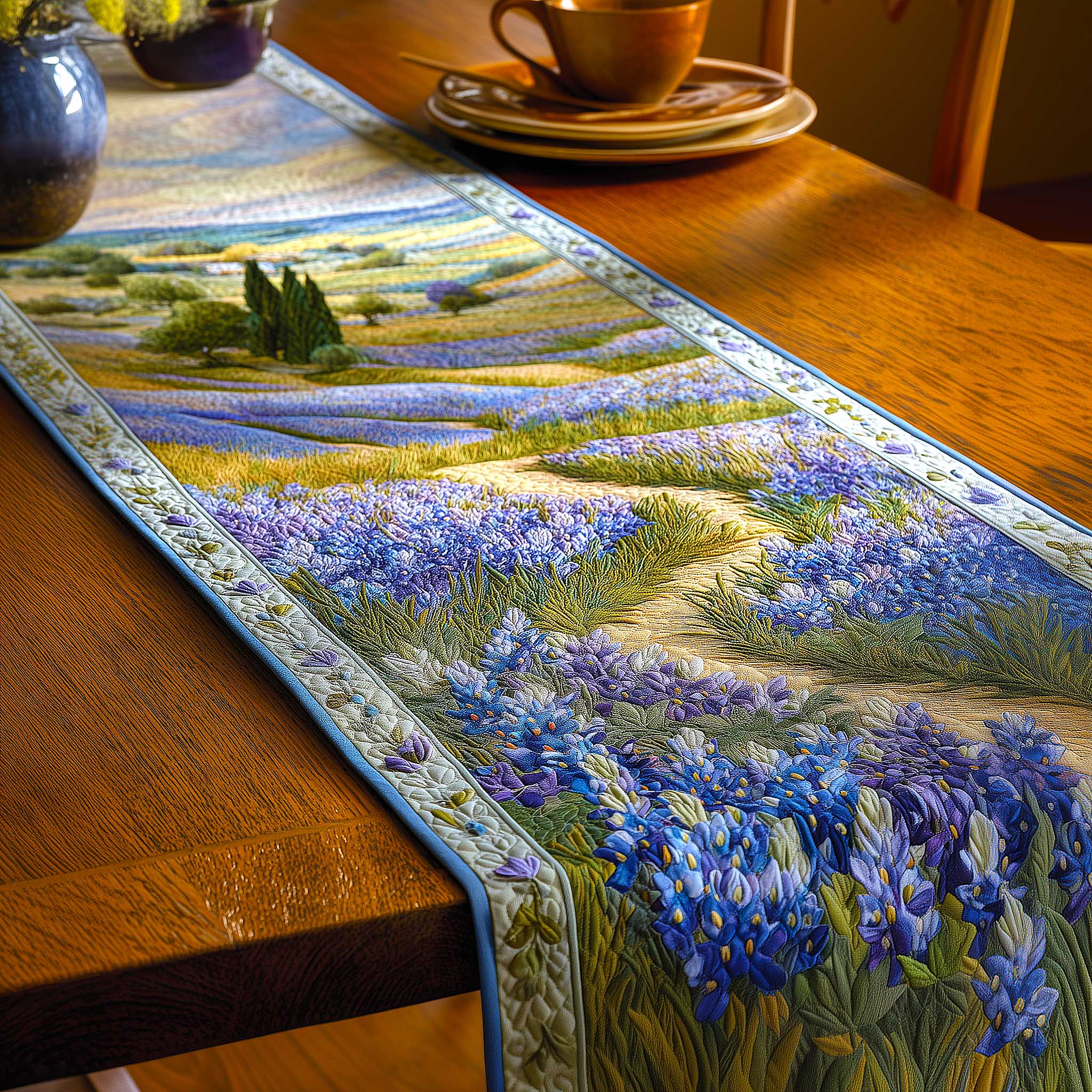 Bluebonnet Quilted Table Runner Dining Room Table Decor Ideas Gift Delivery Texas