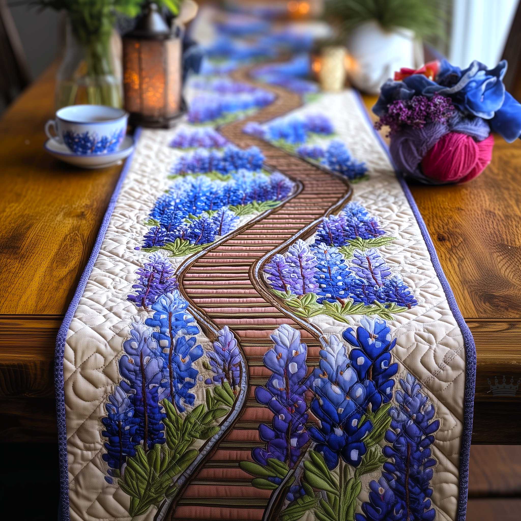 Bluebonnet Quilted Table Runner Dining Room Table Decor Texas Gifts For Out Of Towners