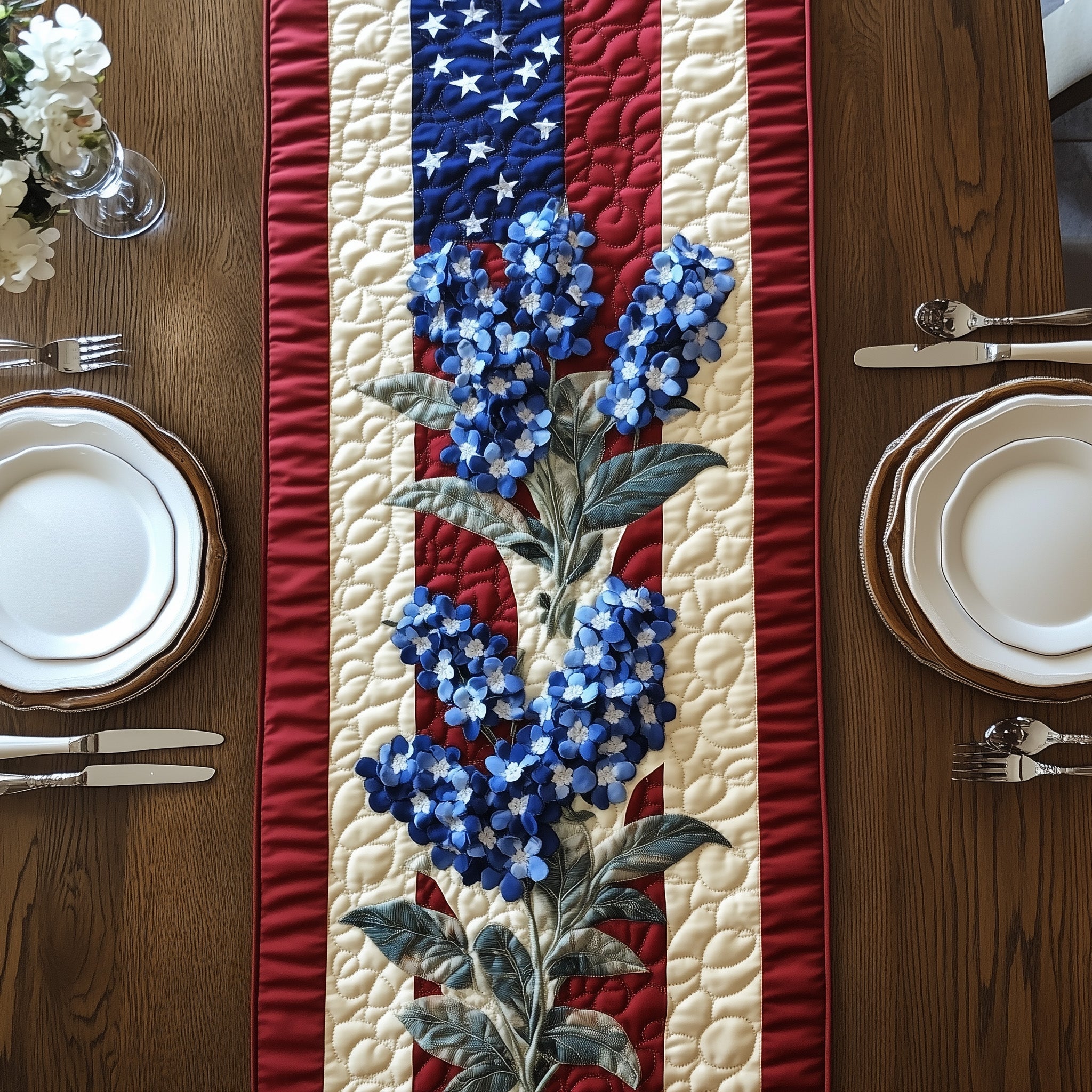 Bluebonnet Quilted Table Runner Long Dining Table Runner Gift Items For Mother
