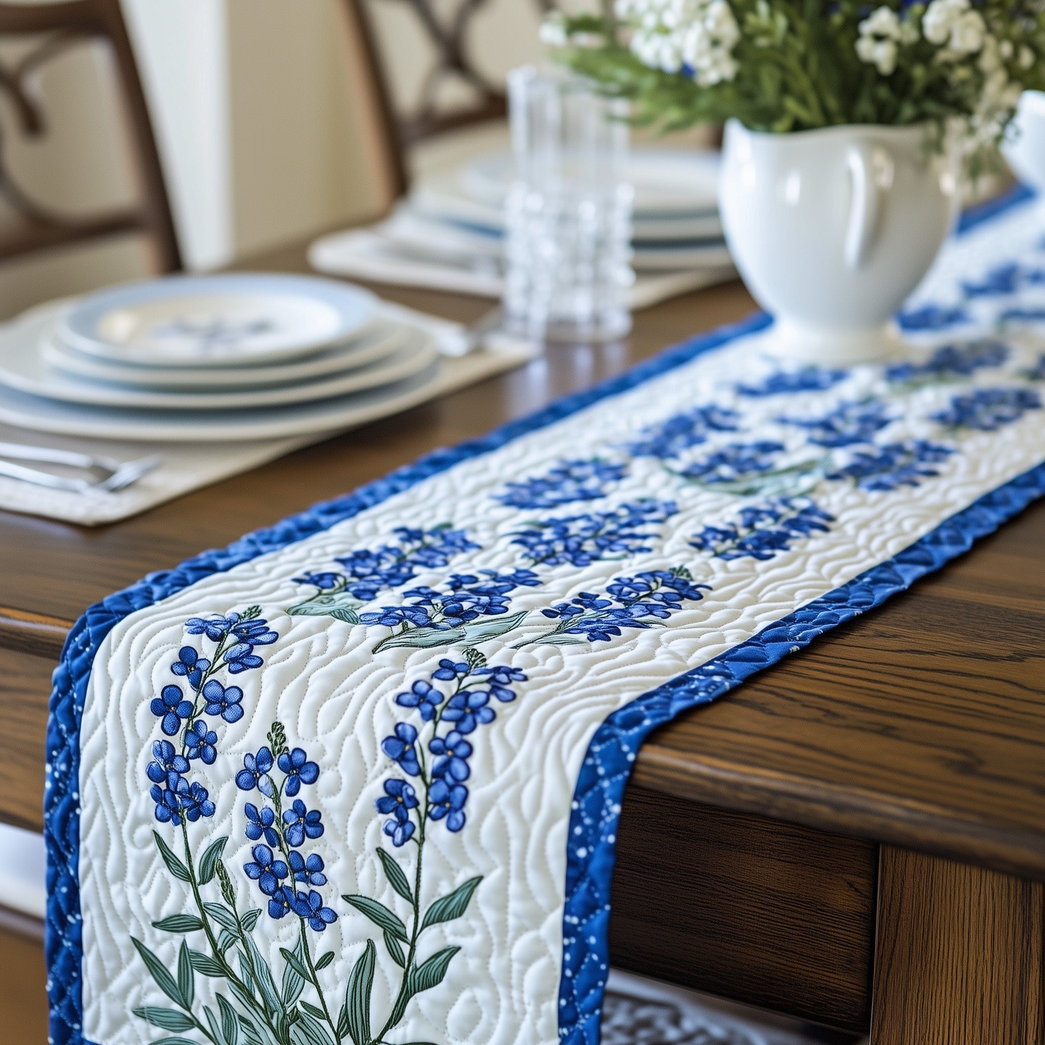 Bluebonnet Quilted Table Runner Unique Table Runner Texas Gifts Online