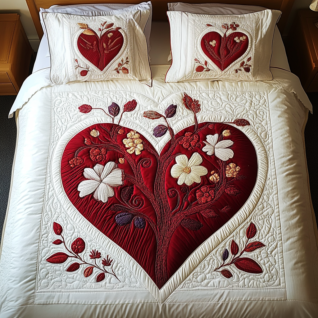 Blushing Love Quilted Bedding Set Unique Sheet Sets Cute Valentines Gifts
