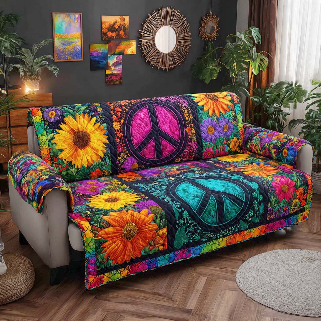 Boho Bloom Vibes Quilted Sofa Cover Living Room Theme Ideas Thoughtful Mother's Day Gifts