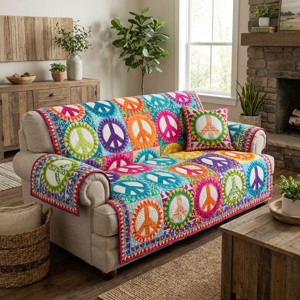 Boho Blossom Quilted Sofa Cover Furniture Slipcovers For Sofas Hippy Gift Ideas