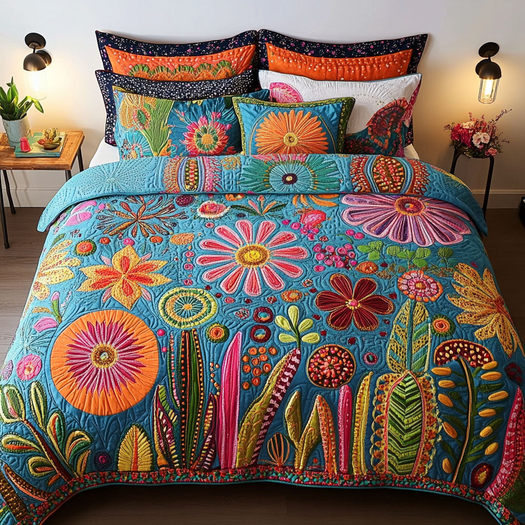 Boho Desert Vibes Quilted Bedding Set Cute Boho Comforter Sets Cactus Gifts For Her