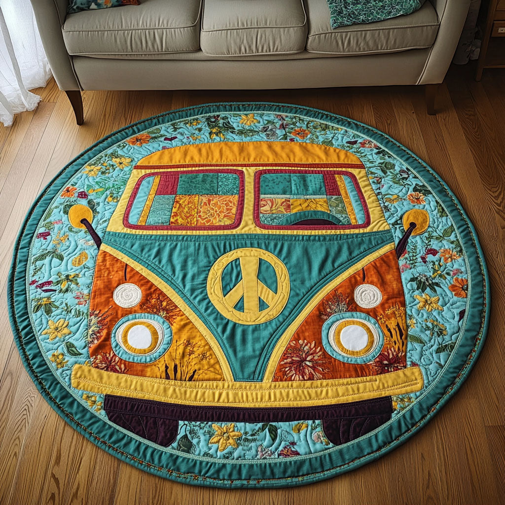 Boho Hippie Wheels Quilted Round Mat Living Room Decoration Gifts For Mum Birthday