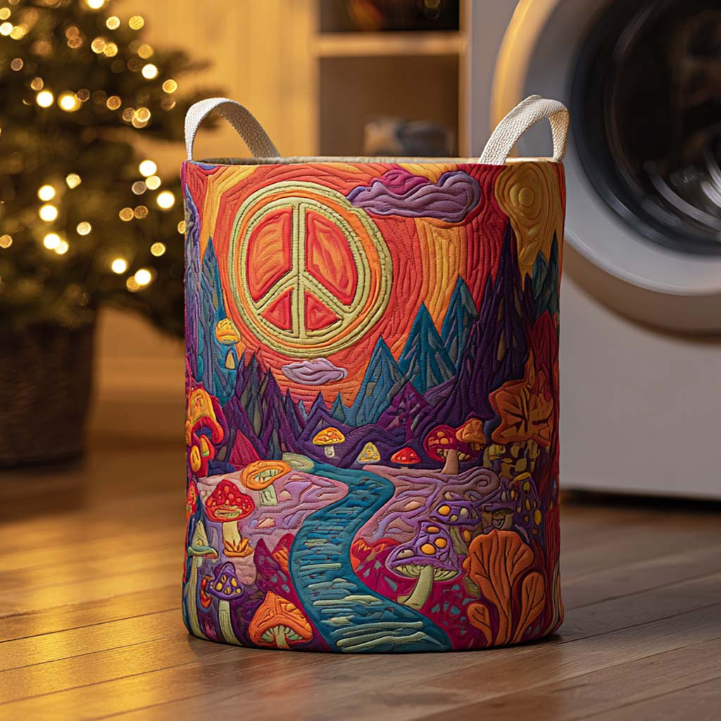 Boho Peace Bloom Quilted Laundry Basket Biggest Laundry Basket Presents For New Homeowners