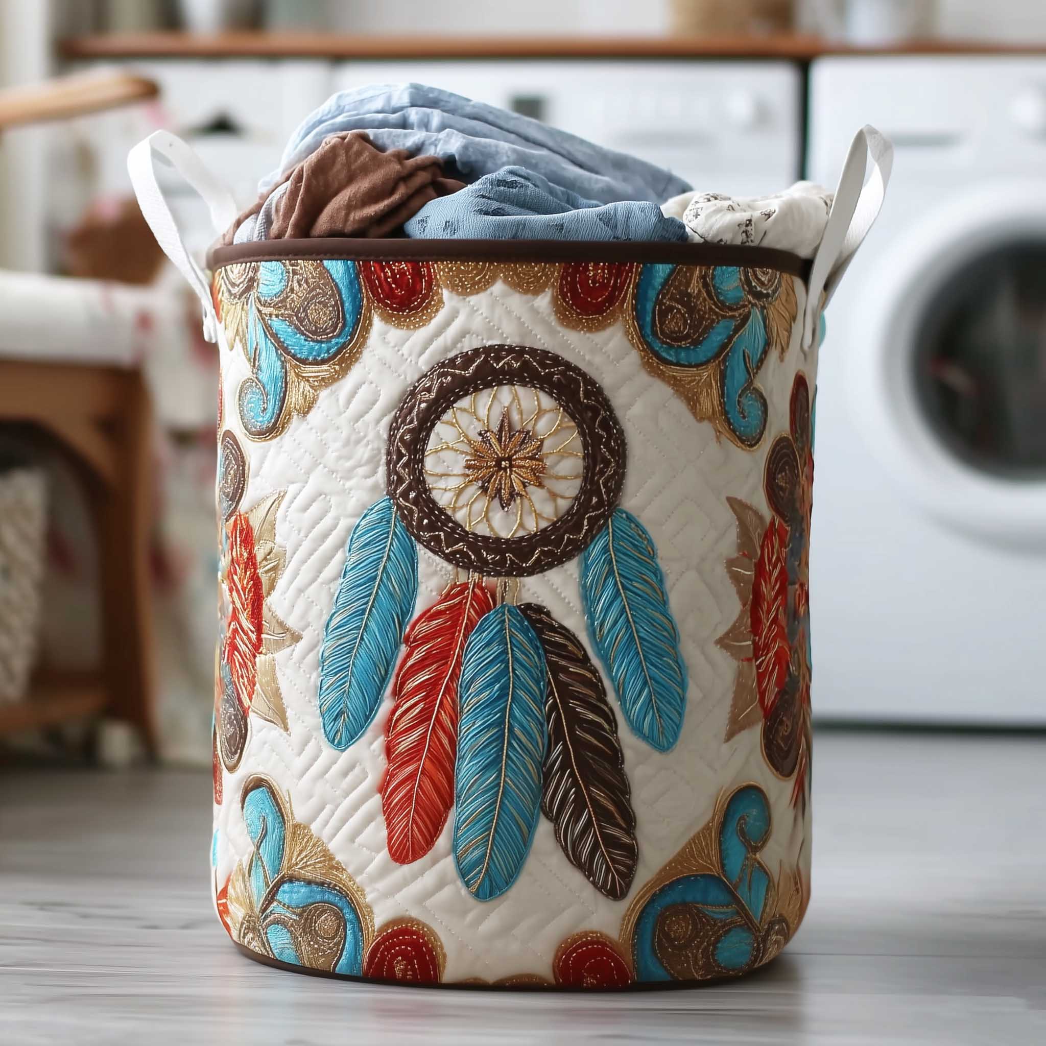 Boho Spirit Dreamcatcher Quilted Laundry Basket Foldable Laundry Hamper Daughter Gifts Christmas