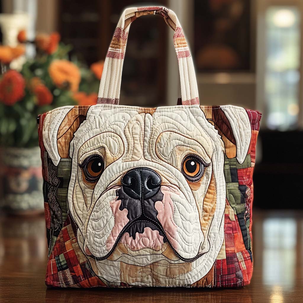 Bold Bulldog Charm Quilted Tote Bag Best Women's Shoulder Bags Thoughtful Mothers Day Gifts