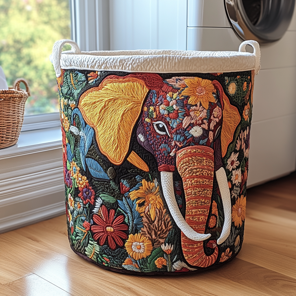 Bold Elephant Quilted Laundry Basket The Laundry Basket Elephant Presents For Women