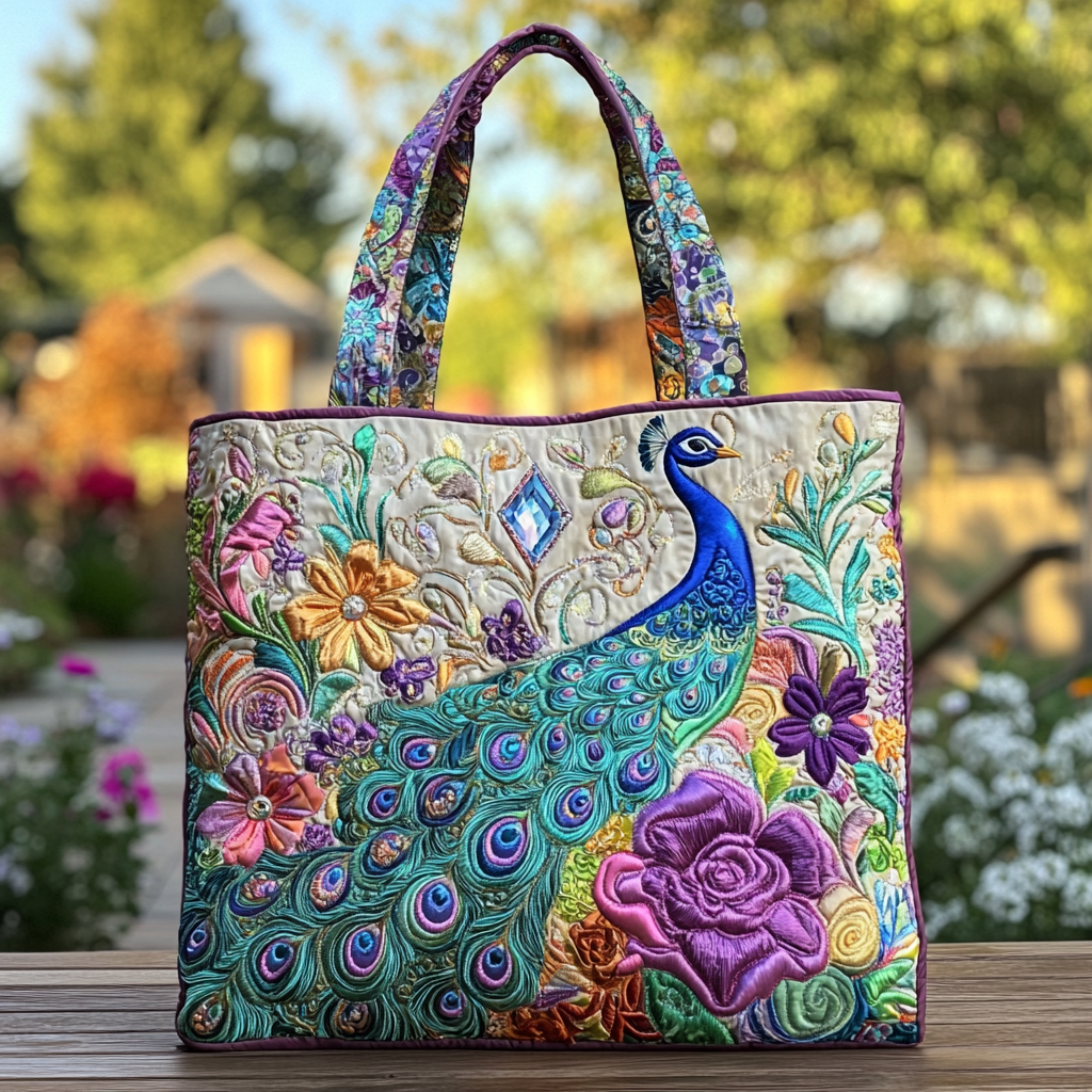 Bold Peacock Quilted Tote Bag The Best Tote Mother'sDay Gifts 2026