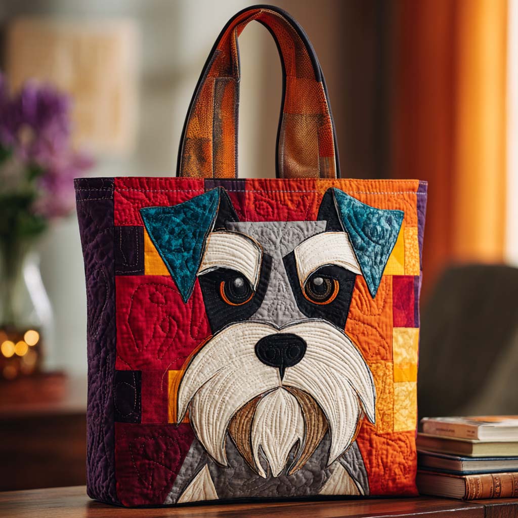 Bold Schnauzer Style Quilted Tote Bag Best Everyday Tote Bag Great Xmas Presents For Her