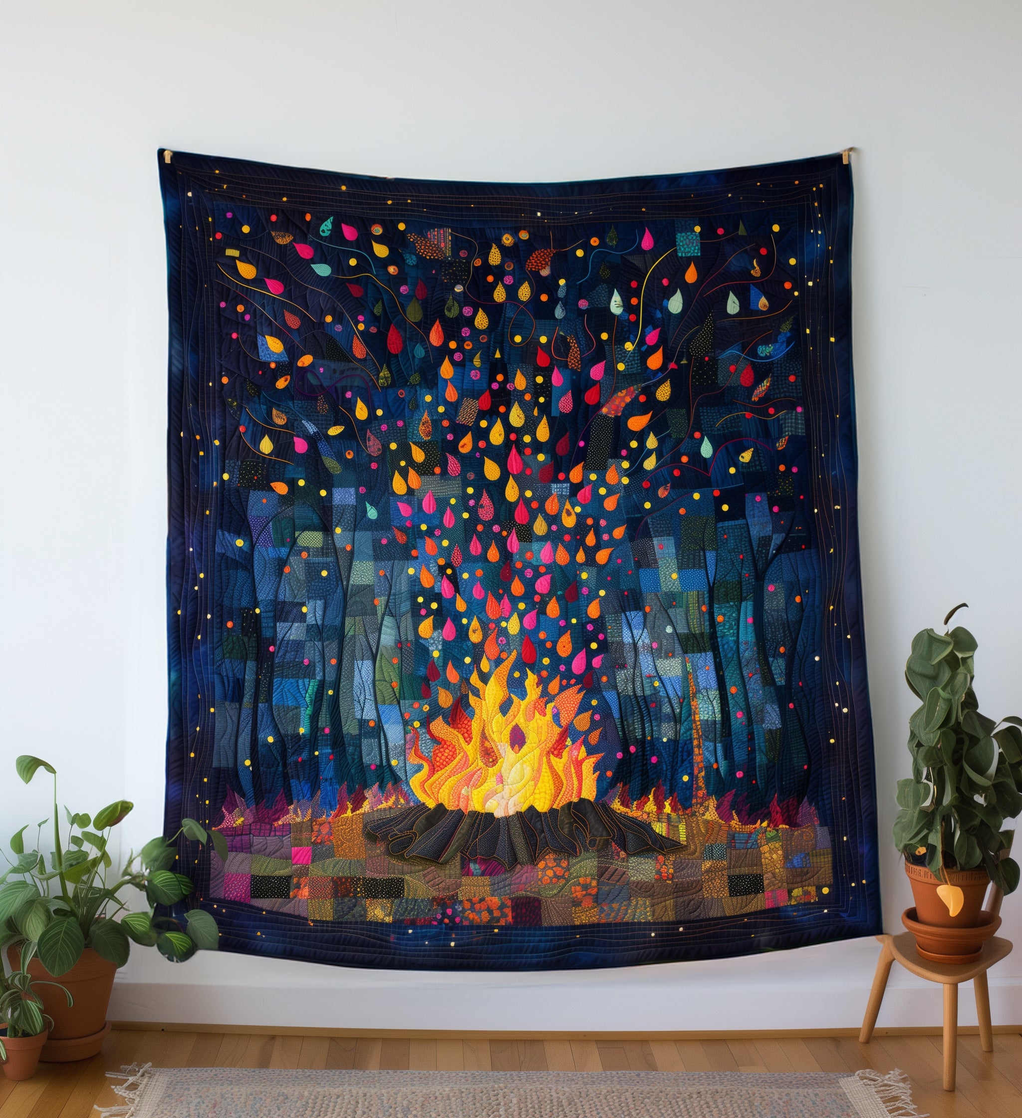 Bonfire Nights Quilted Blanket Bed Room Art Best Gifts For Your Mom