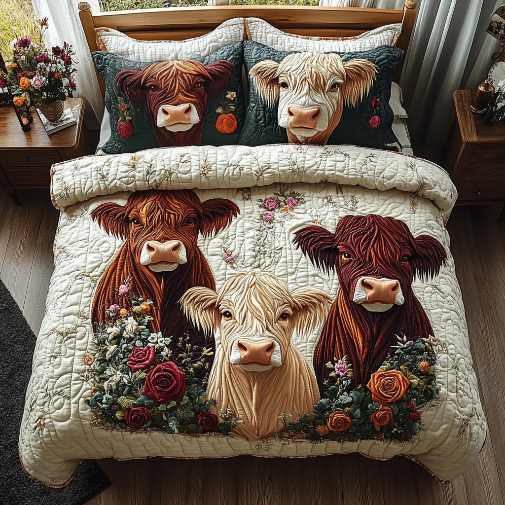 Bonnie Bovine Quilted Bedding Set Bed Sheet Set Farmer Present Ideas