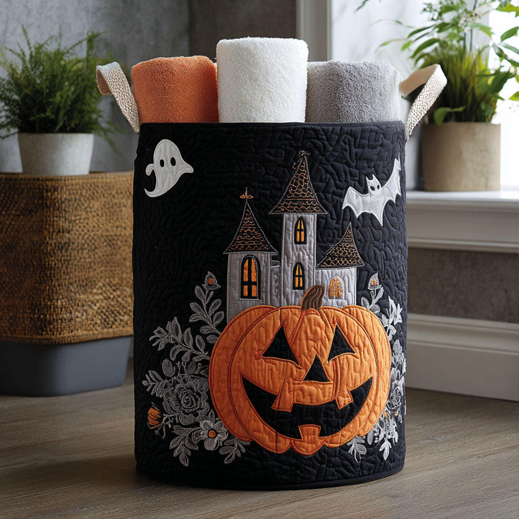 Boo-tiful Gourd Quilted Laundry Basket Best Laundry Hamper Unique Halloween Gifts