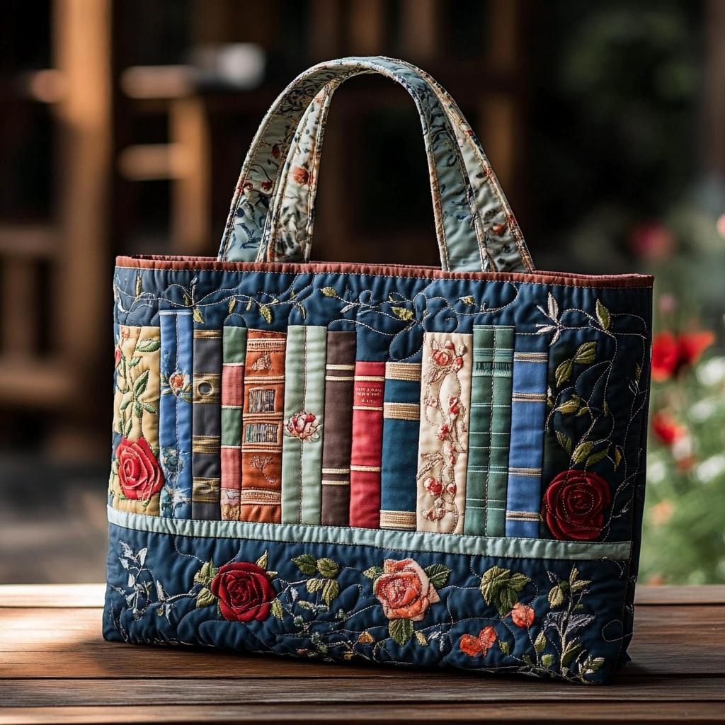 Book Bloom Quilted Tote Bag Cool Tote Bags For Women Book Lovers Gifts Mother's Day