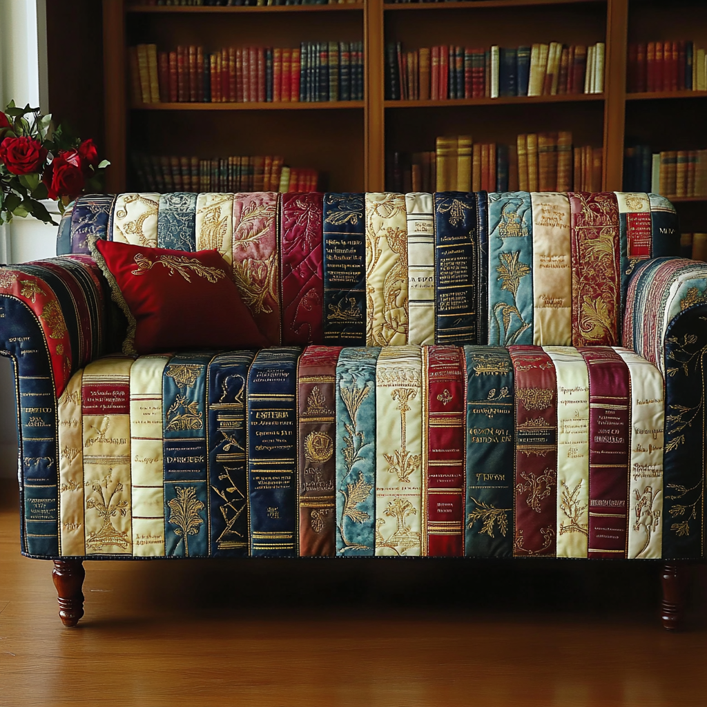 Book Circle Quilted Sofa Cover Furniture Covers For Sofas Book Themed Gifts For Husband
