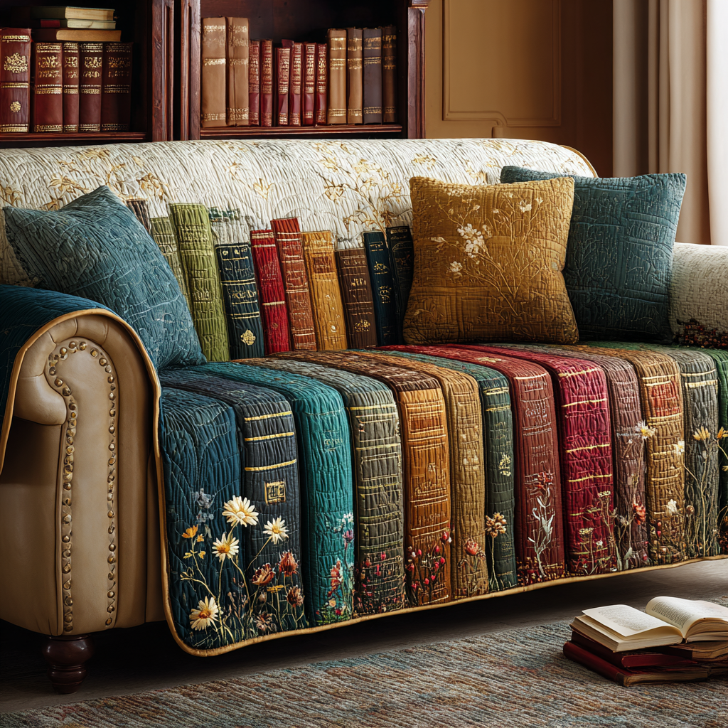 Book Circle Quilted Sofa Cover Sofa Protector Cover Great Book Lover Presents