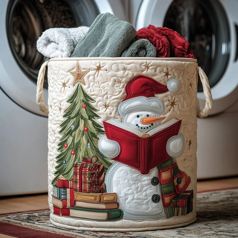Book Snowman Quilted Laundry Basket Unique Clothes Hamper Christmas Gifts For Relatives