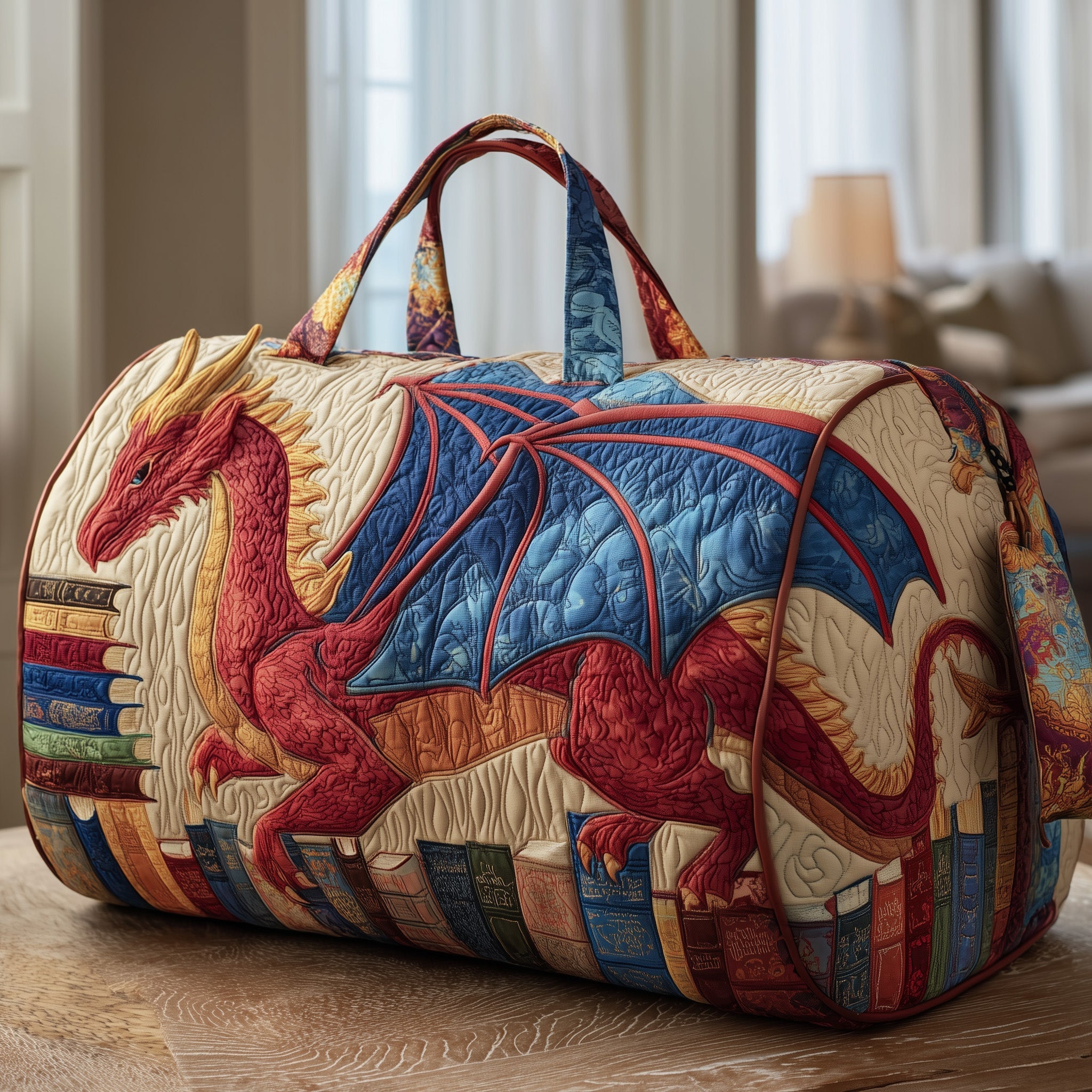 Bookish Dragon Quilted Duffle Bag Best Women's Duffel Bag Awesome Mother's Day Gifts
