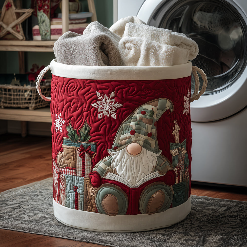Bookish Gnome Quilted Laundry Basket Laundry Room Decor Ideas Christmas Gifts